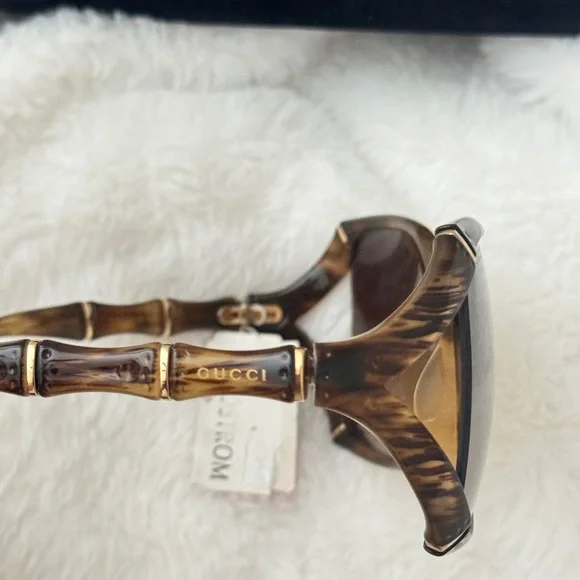 Gucci Tortoiseshell bamboo style oversized Sunglasses / NWT - Picture 5 of 9